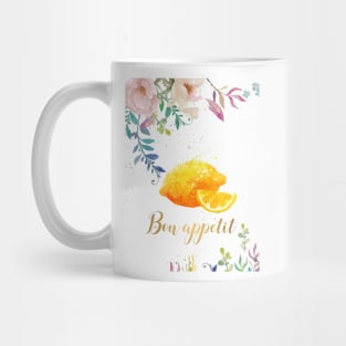 Bon Appetit Lemon Art Kitchen Restaurant Decor Mug